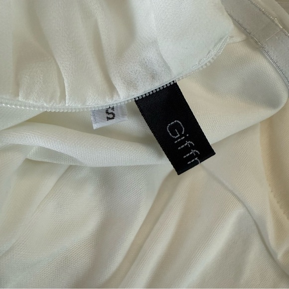 White Off Shoulder Flounce Sleeve Ruched Chiffon Maxi Dress Size Small - Picture 8 of 9